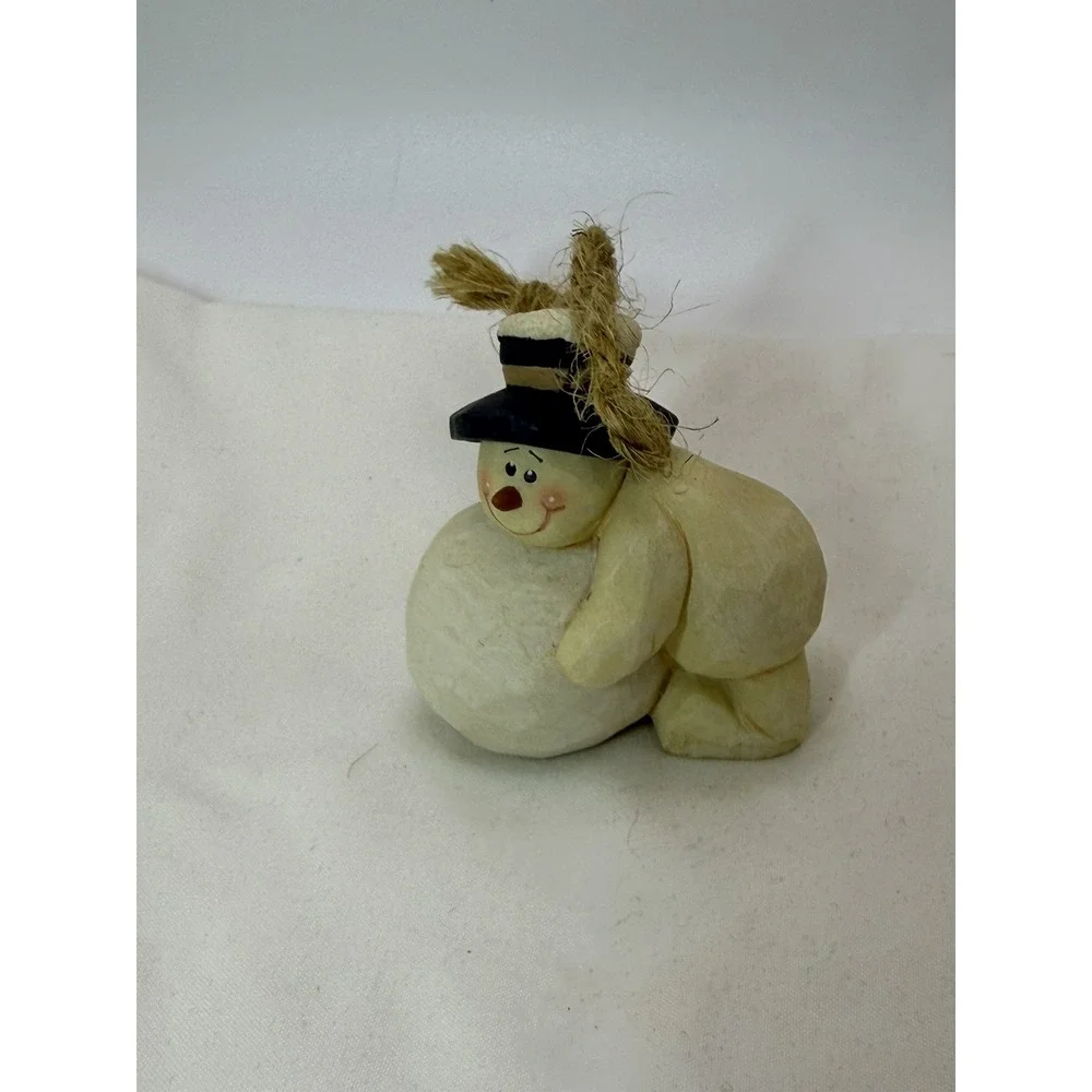 Set of 4 CMI/Henton Christmas Ornament Snowmen Rolling Snowball